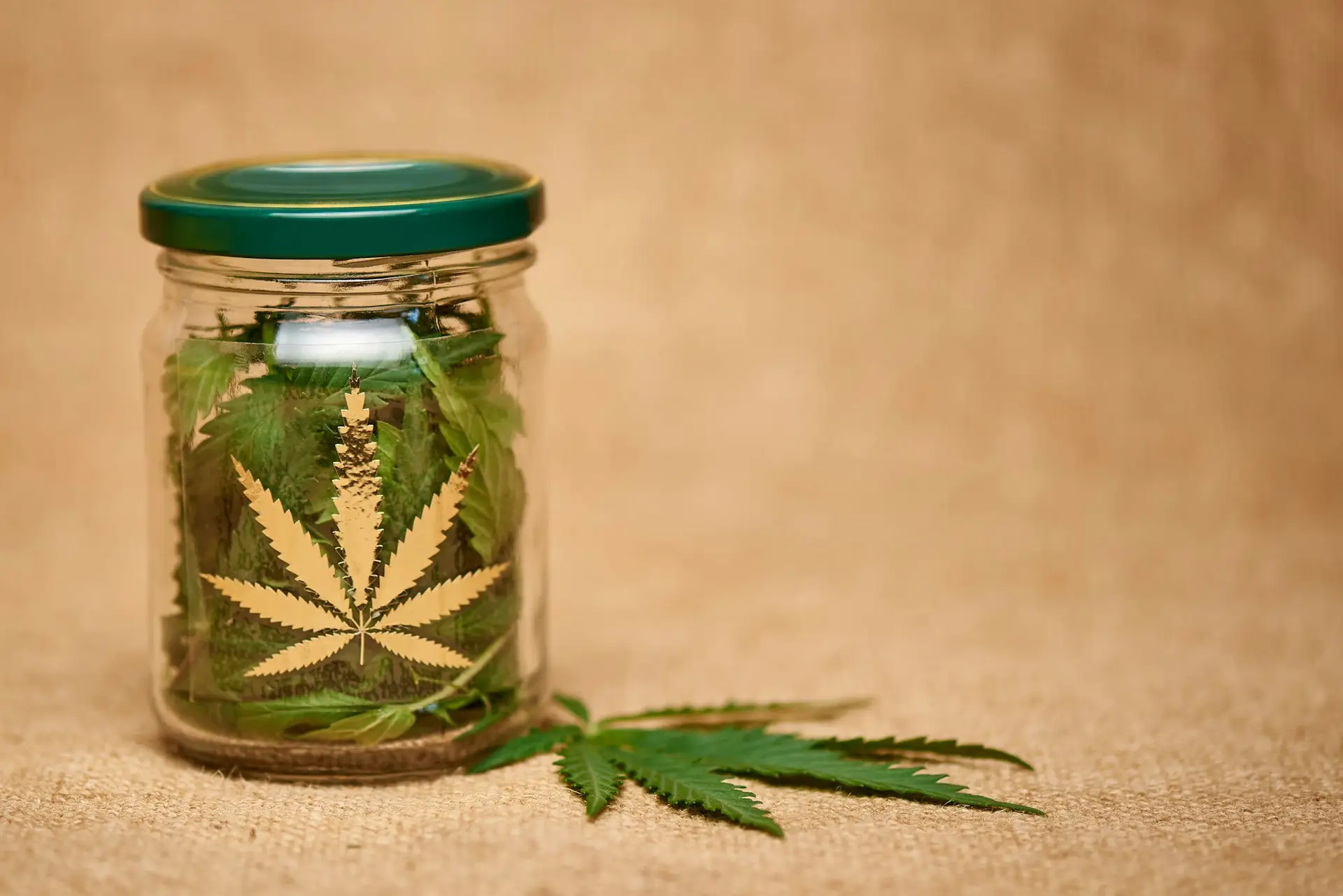 Glass jar with cannabis